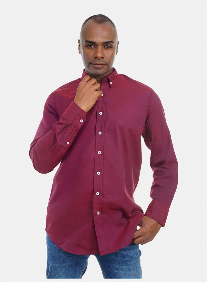 FIRE WOOD FireWood Long Sleeve Shirt  For Men- Wine Red - Image 3